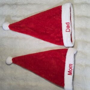 Festive Red Santa Hats for Mom and Dad